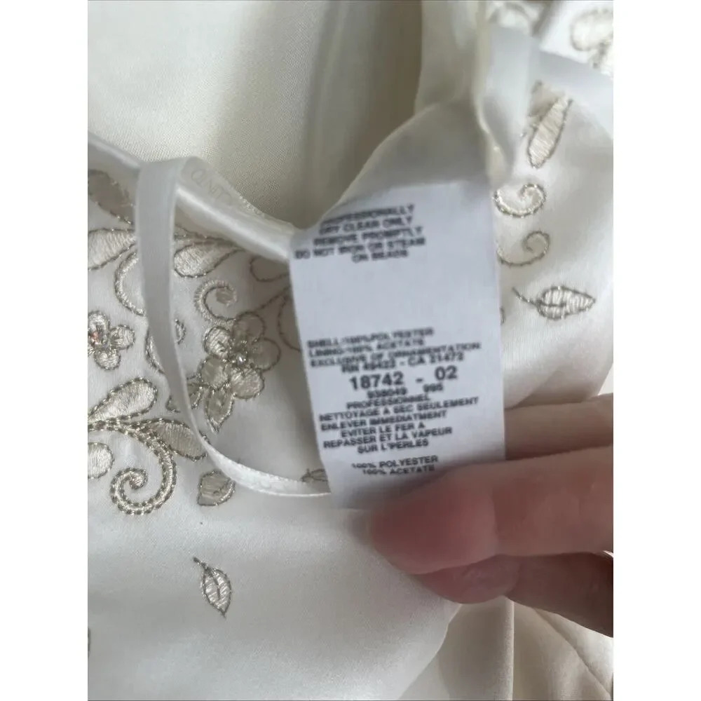 Scott McClintock Petite Wedding Dress Embroidered Rhinestones Ivory Satin Size 4 - Picture 14 of 16